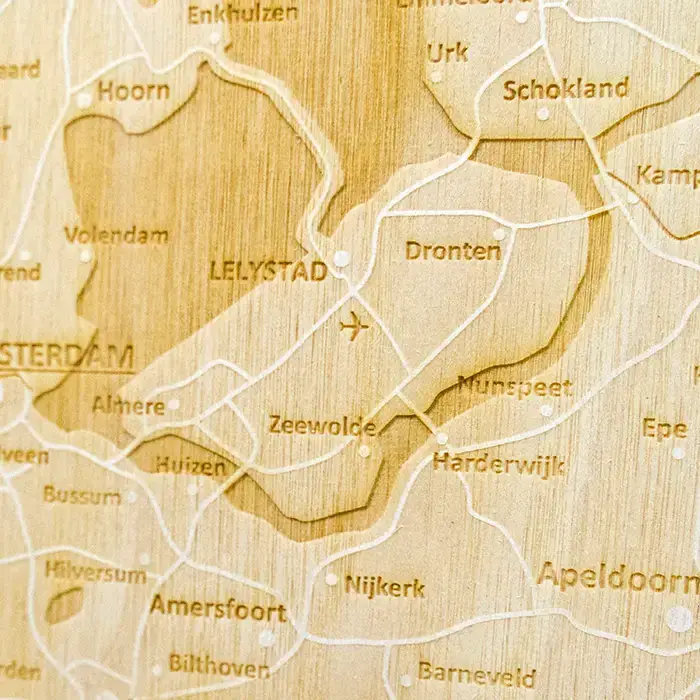 Holandia - mapa 3D grawerowana w drewnie